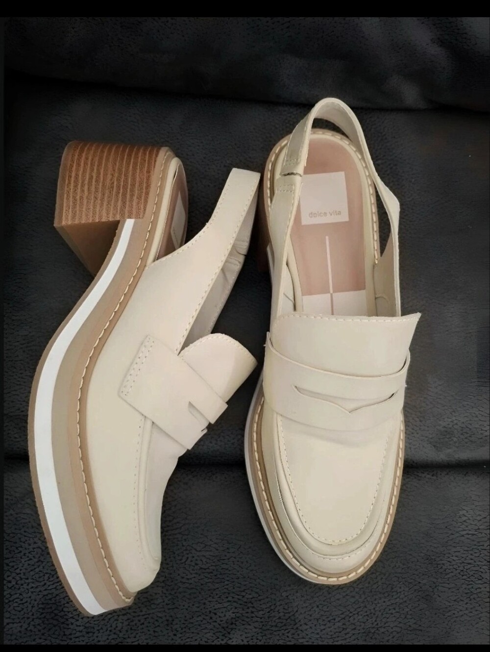 Dolce Vita Hardi Slingback Loafers In "Chalk"